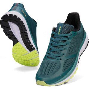 Men's Mesh Green Supportive Running Shoes Cushioned Athletic Lace Up Sneakers
